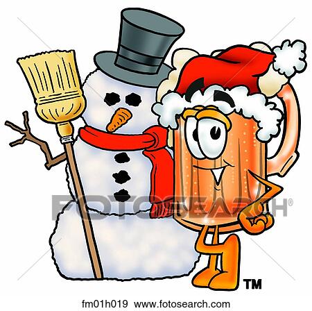 Beer mug with snowman View Large Clip Art Graphic Clip Art - Beer mug with snowman. Fotosearch