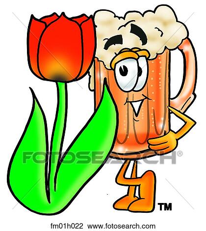 Beer mug with tulip View Large Clip Art Graphic Clipart - Beer mug with tulip. Fotosearch