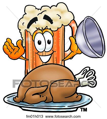 Beer mug with turkey View Large Clip Art Graphic Clipart - Beer mug with turkey. Fotosearch
