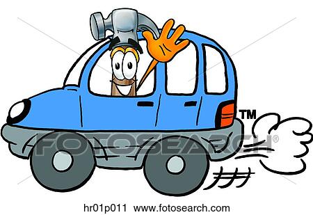 Hammer driving a car View Large Clip Art Graphic Clipart - Hammer driving a car. Fotosearch