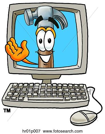 Clip Art - Hammer in computer. Fotosearch