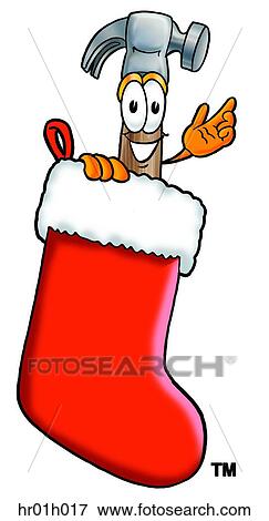 Clip Art - Hammer in stocking. Fotosearch