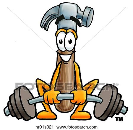 Clipart - Hammer lifting weights low. Fotosearch