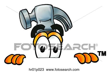 Hammer peeking over top View Large Clip Art Graphic Clipart - Hammer peeking over top. Fotosearch