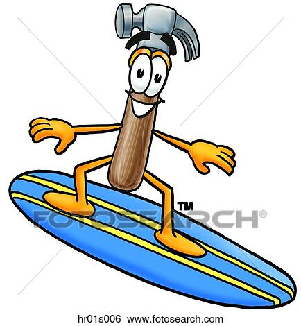 Clip Art - Hammer surfing. Fotosearch