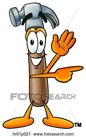 Clipart - Hammer waving and pointing. Fotosearch