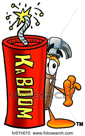 Clipart - Hammer with fire cracker. Fotosearch