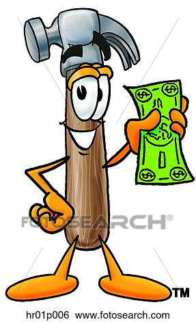 Clip Art - Hammer with money. Fotosearch