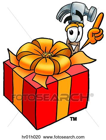 Hammer with present View Large Clip Art Graphic Clipart - Hammer with present. Fotosearch