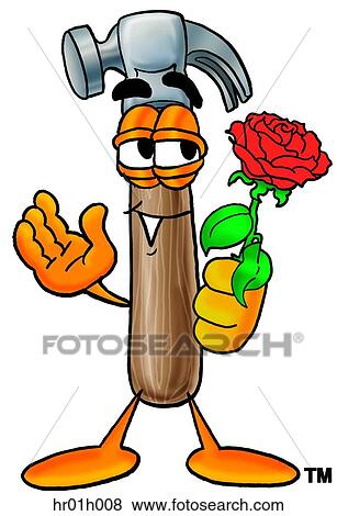 Clip Art - Hammer with rose. Fotosearch