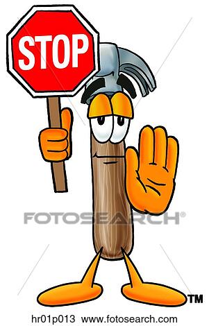 Hammer with stop sign View Large Clip Art Graphic Clipart - Hammer with stop sign. Fotosearch
