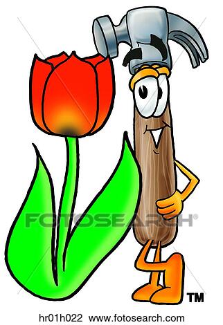 Hammer with tulip View Large Clip Art Graphic Clipart - Hammer with tulip. Fotosearch
