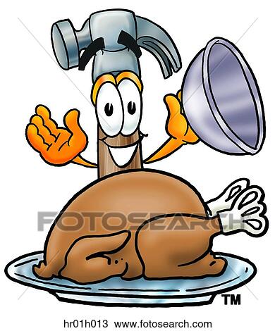 Clipart - Hammer with turkey. Fotosearch