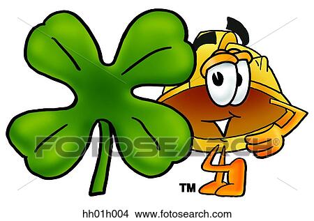 Clipart - Hard hat and shamrock. Fotosearch