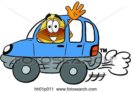 Clipart - Hard hat driving a car. Fotosearch