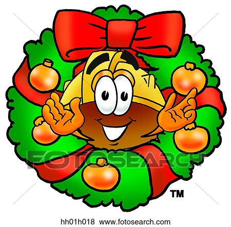 Clip Art - Hard hat in wreath. Fotosearch