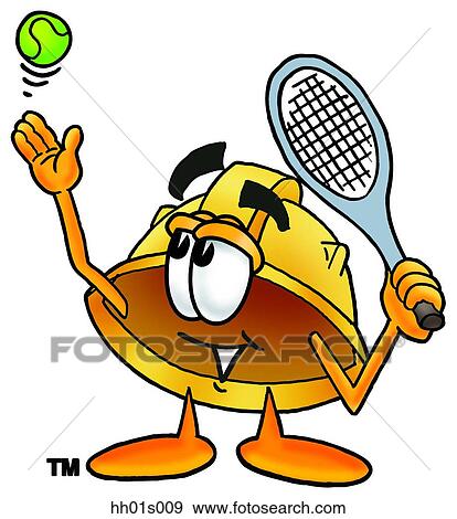 Clip Art - Hard hat playing tennis. Fotosearch