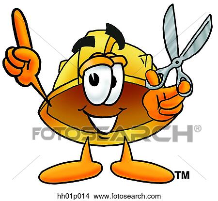 Clipart - Hard hat with scissors. Fotosearch