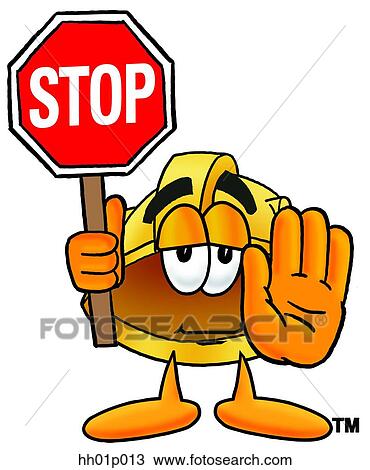 Clipart - Hard hat with stop sign. Fotosearch