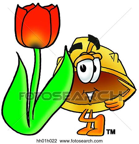 Hard hat with tulip View Large Clip Art Graphic Clipart - Hard hat with tulip. Fotosearch