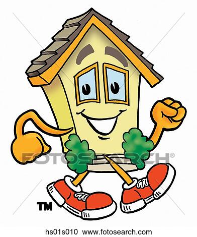 Haus Gehende Clipart Hs01s010 Fotosearch
