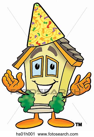 House in party hat View Large Clip Art Graphic Clipart - House in party hat. Fotosearch