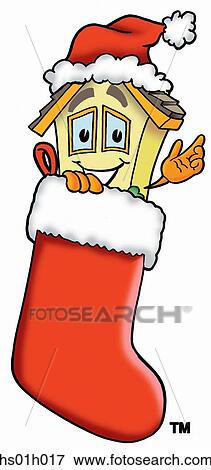 House in stocking View Large Clip Art Graphic Clip Art - House in stocking. Fotosearch