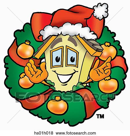 Clip Art - House in wreath. Fotosearch