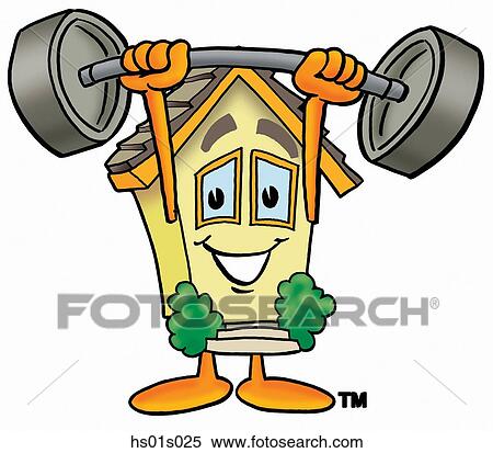 Clipart - House lifting weights high. Fotosearch