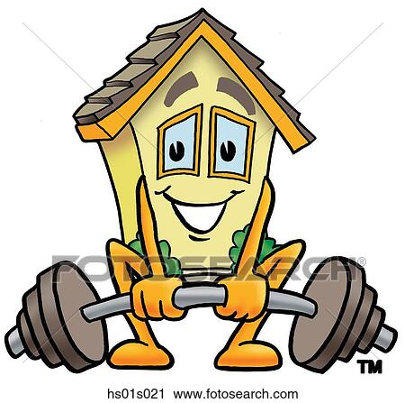 Clipart - House lifting weights low. Fotosearch