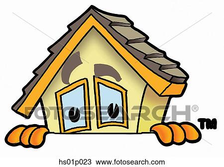 Clipart - House peeking over top. Fotosearch