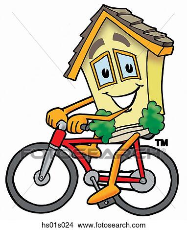 Clipart - House riding bike. Fotosearch