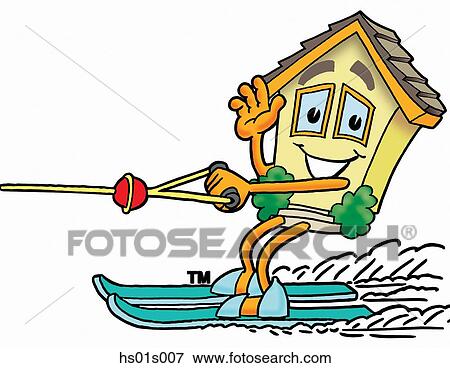 House water skiing View Large Clip Art Graphic Clip Art - House water skiing. Fotosearch