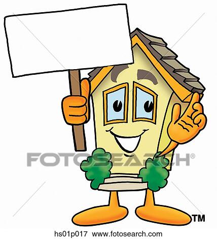Clip Art - House with a sign. Fotosearch