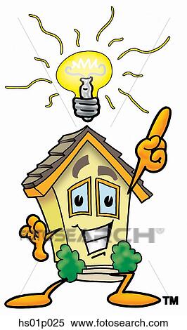 Clipart - House with bright idea. Fotosearch