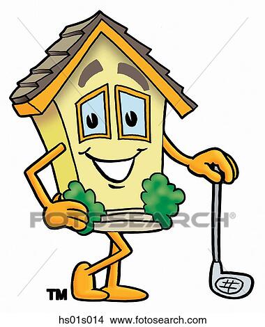 Clipart - House with golf club. Fotosearch
