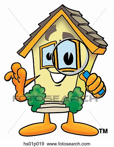 Clip Art - House with magnifying glass. Fotosearch