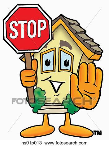 Clipart - House with stop sign. Fotosearch