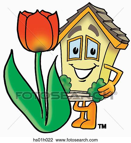 House with tulip View Large Clip Art Graphic Clipart - House with tulip. Fotosearch