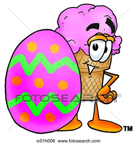 Ice cream cone and easter egg View Large Clip Art Graphic Clip Art - Ice cream cone and easter egg. Fotosearch