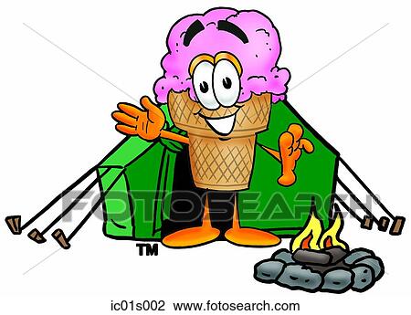 Clipart - Ice cream cone camping. Fotosearch