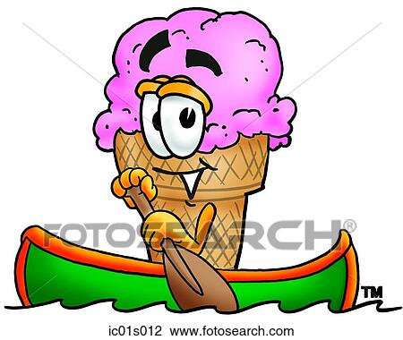 Clipart - Ice cream cone canoing. Fotosearch