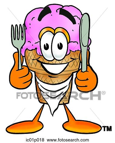 Clip Art - Ice cream cone eating. Fotosearch