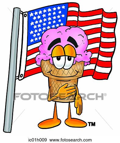 Clip Art - Ice cream cone saluting. Fotosearch