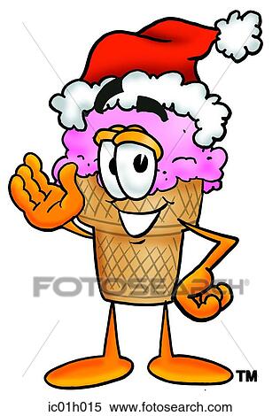 Clipart - Ice cream cone santa. Fotosearch
