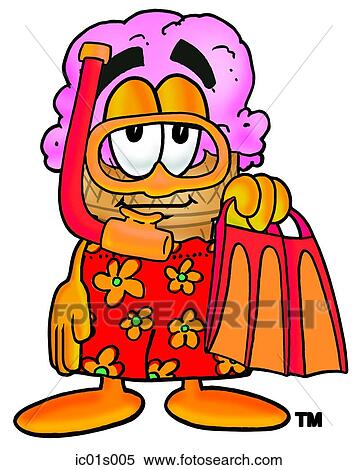 Clipart - Ice cream cone snorkeling. Fotosearch