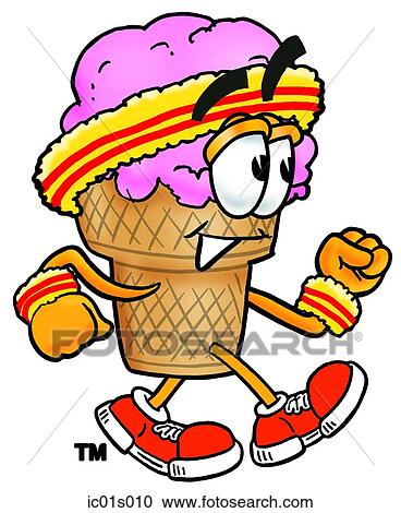 Clipart - Ice cream cone walking. Fotosearch