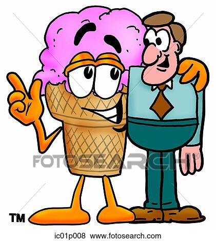 Clip Art - Ice cream cone with a man. Fotosearch