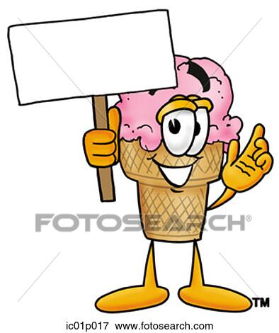 Ice cream cone with a sign View Large Clip Art Graphic Clip Art - Ice cream cone with a sign. Fotosearch