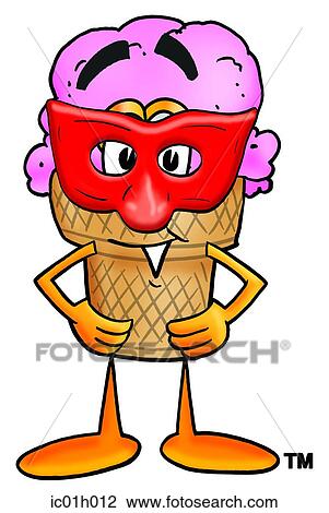 Ice cream cone with mask View Large Clip Art Graphic Clipart - Ice cream cone with mask. Fotosearch